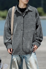 8XL-M鱼骨纹小香风衬衫男生春秋衬衣宽松慵懒垂感外套CS29009P45，男装衬衫，电商B312