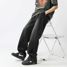 2024新款美式高街1997刺绣宽松牛仔裤男直筒313A-1-NZ030-P55控68，男装牛仔裤，星座808A-1