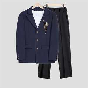 学院风DK西服套装宽松春秋季学生毕业照班服徽章JK制服TZ64 P62图片
