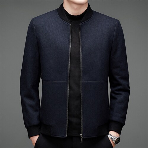 中年秋冬季休闲羊毛呢子爸爸装立领毛呢外套男上衣MNSAA8155-P275,男装毛呢大衣,电商B212（原钱塘6029）