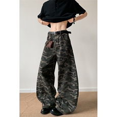 弯刀原宿迷彩休闲裤男女美式高街潮牌工装长裤子K1107-P50，男装休闲裤，电商D202-1