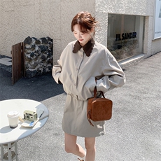 2026春季新款韩版通勤套装时髦翻领夹克宽松外衣休闲半身裙两件套，女装套装/套裙，霓裳依族