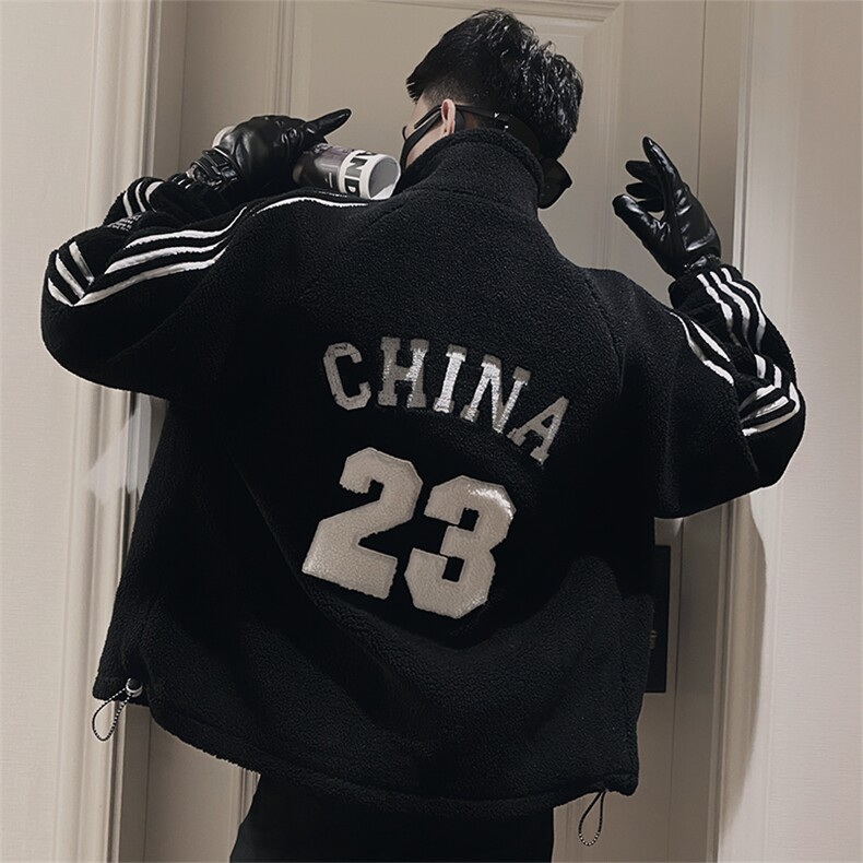 A32/特P138控178冬季防羊羔毛刺绣数字23棉衣外套男黑首1,男装棉衣,星座305B