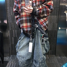 美式复古双面穿格子pu皮衣外套男女新款秋冬高级感翻领夹克潮流，男装夹克，星座1210-1