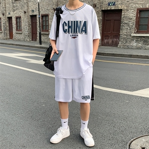 休闲运动套装男夏季篮球班服潮流潮牌搭配帅气短裤短袖薄TZ44-p36