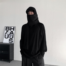 新中式围脖连帽小众设计宽松套头长款卫衣男女套头连帽外套，男装卫衣，星座909