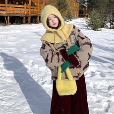 （预售7天）羊毛手工浮雕毛毡工艺羽绒服配围巾灯芯绒裤三件套女，女装套装/套裙，浙宝189