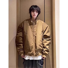 现货26春装美拉德立领飞行夹克纯色复古廓形高街棒球服外套，男装夹克，电商A486-1