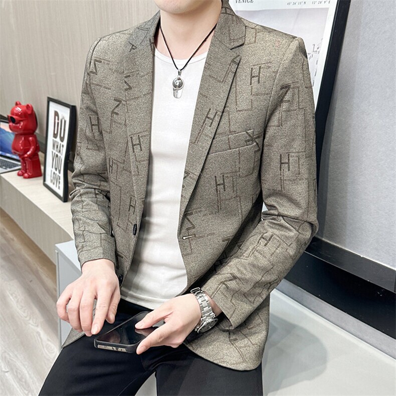 春秋帅气休闲韩版修身提花男士小西服两扣西服XZ613B-5313-P70,男装西服,星座613B