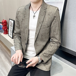 春秋帅气休闲韩版修身提花男士小西服 两扣西服XZ613B-5313-P70图片