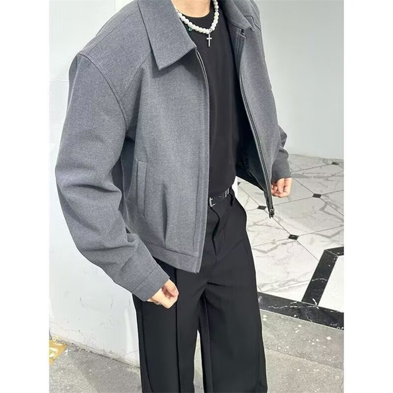 翻领飞行夹克男美式短款休闲潮牌cleanfit外套上衣高级感2025春季,男装夹克,四季星座505