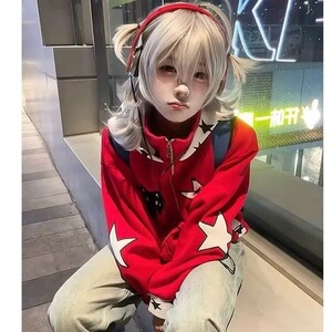 春秋新款复古学院风插肩袖拼接外套男女宽松开衫卫衣WB591-P65图片