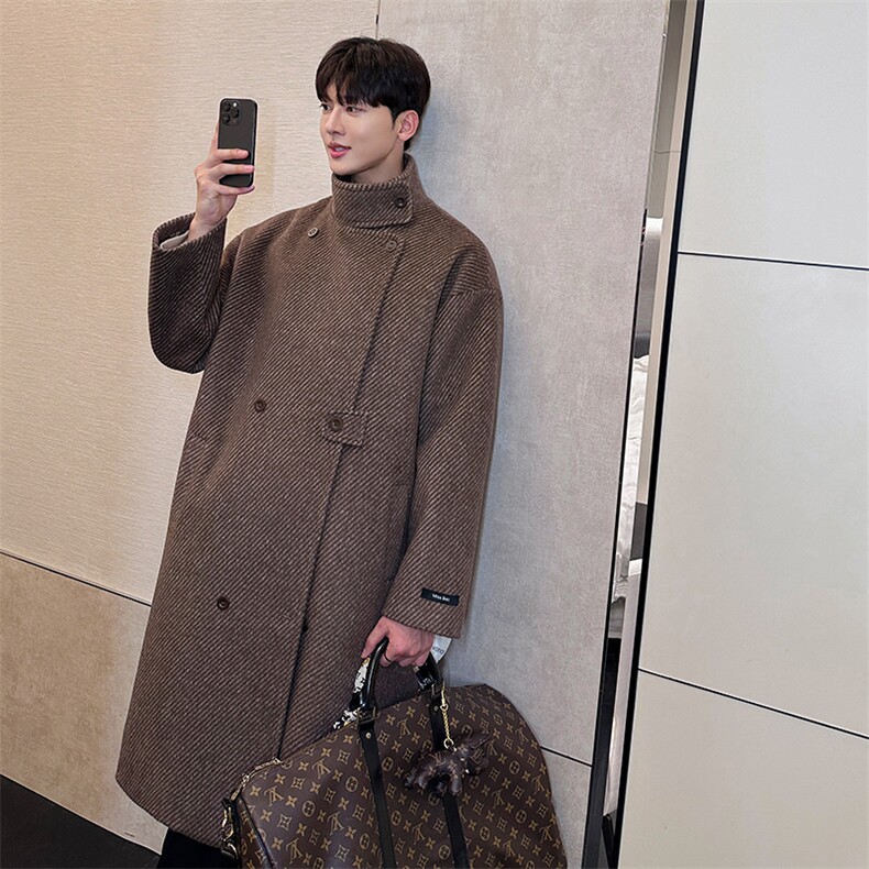 秋冬季中长款毛呢大衣男过膝韩系呢子风衣外套912-FY119P128控158，男装风衣，星座903-1