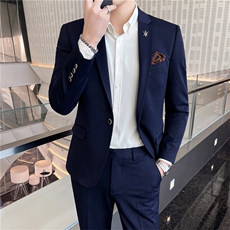 西服套装男西装男士商务休闲职业装修身新郎伴郎结婚两件套礼服潮，男装西服套装，星座505-2（原电商A260-1)