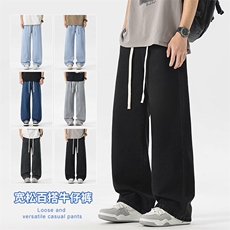 【现货】主推牛仔裤男港风宽松直筒水洗复古松紧腰橡筋110-P35，男装牛仔裤，星座1006