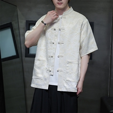 风2026夏季新款金山银山五分袖休闲大码衬衫A021-CS7098-P70，男装T恤，电商A021