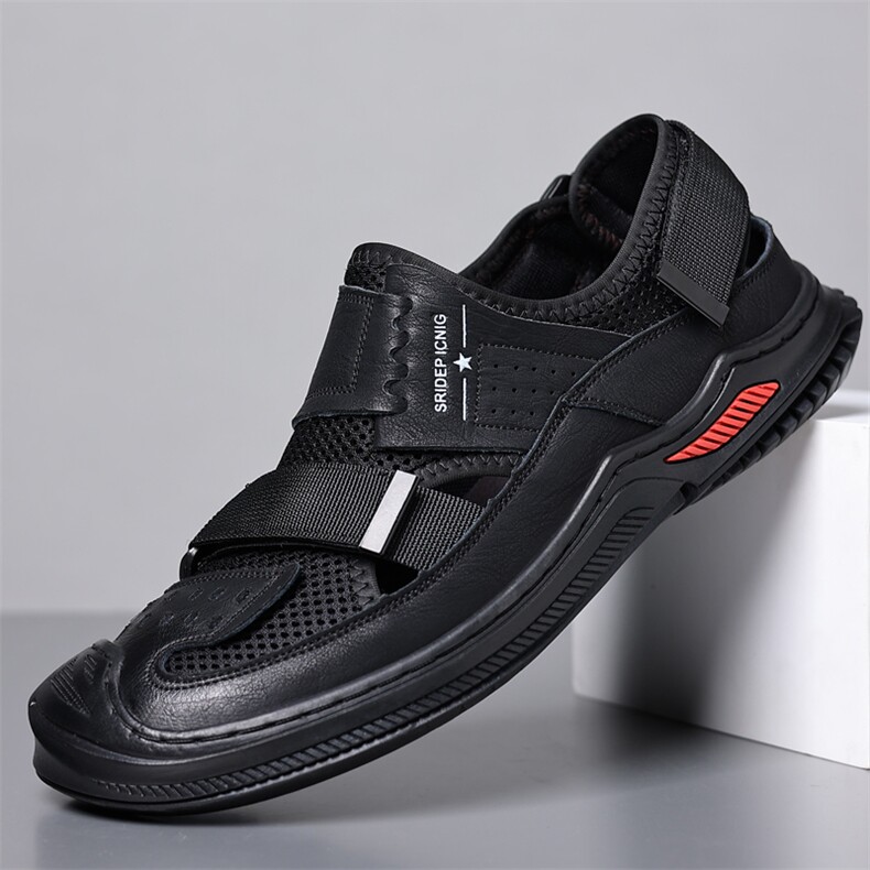 X4062-P145凉鞋男士2024新款休闲透气洞洞鞋男潮包头户外沙滩鞋，男鞋凉鞋，星座1407-3