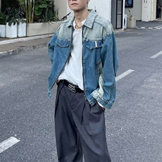 文艺新款复古短款牛仔外套男春季美式水洗宽松夹克牛仔衣潮潮流，男装工装外套，星座506A