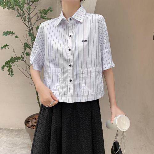 【现货】经典刺绣衬衫?不规则半裙气质简约，女装衬衫，壹题YITI