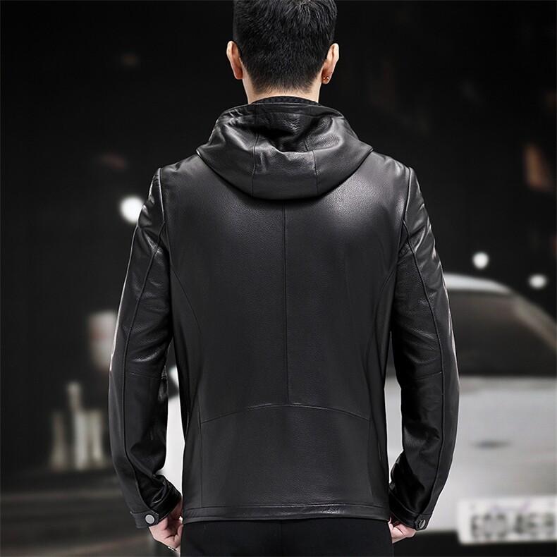 WL1720-1秋冬新款男士真皮皮衣男绵羊皮连帽外套商务休闲男装P700,男装皮衣,电商B360A（原721A）