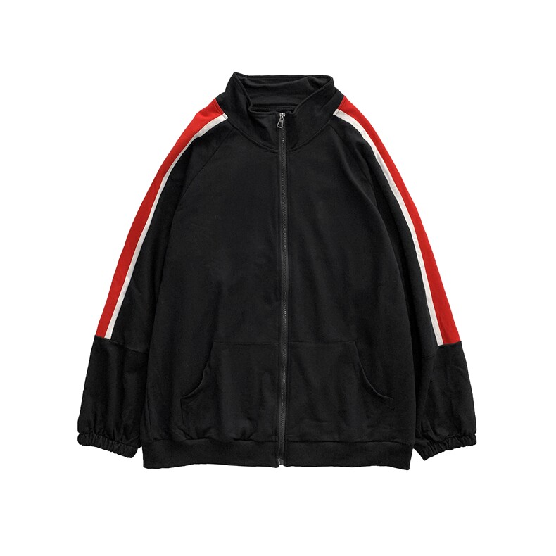 春秋撞色条纹卫衣ins港风原宿风宽松休闲百搭开衫外套W1186-P30,男装夹克,星座512-4