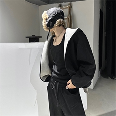 抖音得物高品质二开25秋冬美式重磅宽松结构双面连帽卫衣外套W68，男装卫衣，电商A486