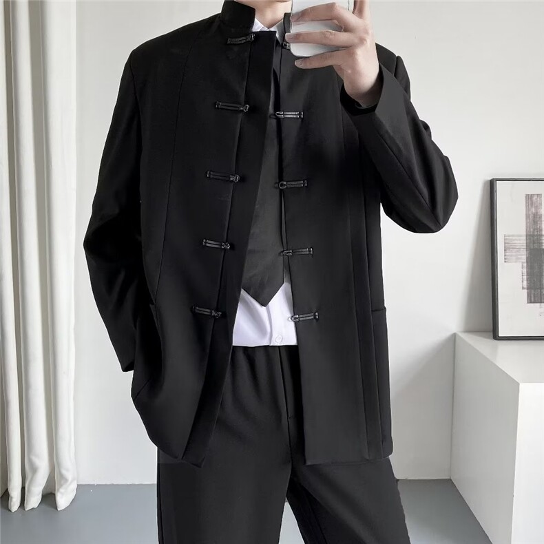新中式盘扣中山装痞帅立领西装外套男休闲风小西服XZ266-p65,男装西服,星座1008