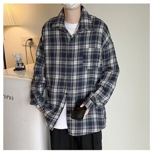 1506/QC020/P33复古格子衬衫男士春季美式休闲男生新款上衣服潮牌图片