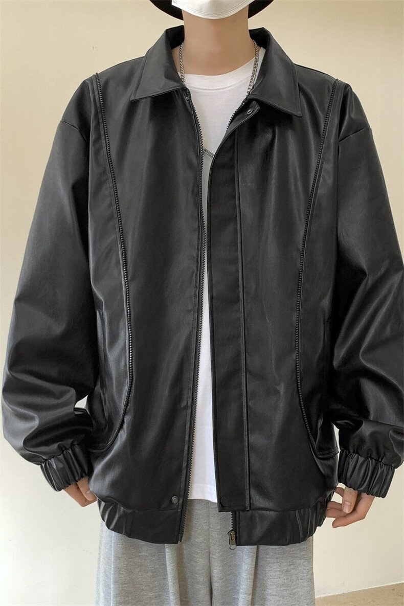 软皮衣服男士机车夹克翻领工装PU皮2025帅气短款JK2137-P80,男装夹克,星座210-1