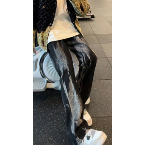 网图美式高街vibe小众扎染直筒牛仔裤货号K668P60图片