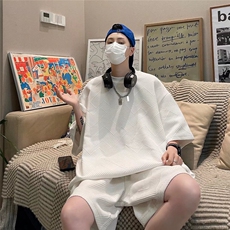 五分袖套装男装帅气痞帅炸街夏装两件套衣服潮穿搭潮牌W2712-P45，男装休闲套装，星座412-3