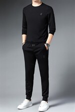 2023年男士圆领印花时尚休闲运动套装秋季中青年长袖长裤两件套潮，男装休闲套装，电商B212（原钱塘6029）