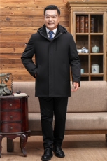 继续可拆卸帽内胆中老年羽绒服外套男中长款白鸭绒羽绒服大衣，男装羽绒服，钱塘723