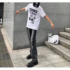 现货美式高街vibe风重磅水洗牛仔裤男痞帅微喇修身Z2107 P43图片