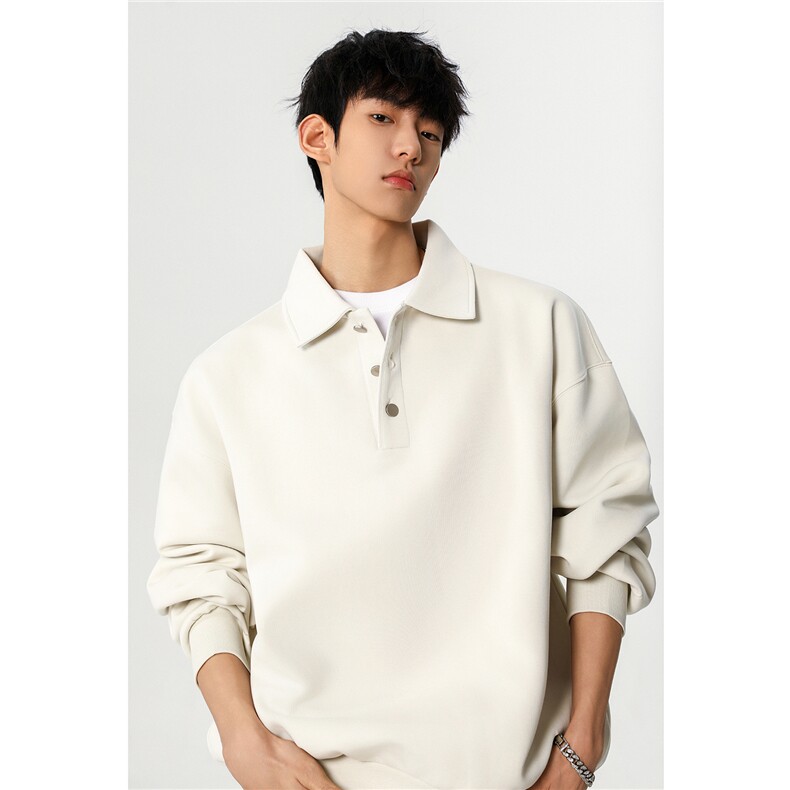 25秋装美式老钱风Polo翻领情侣卫衣cleanfin外套男H1055特P45,女装短外套,电商A341