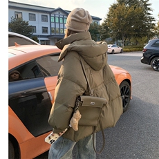 新款2C273-1016-P255-K398超好看学生工装军绿色羽绒服50绒，女装羽绒服，2C273