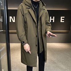 店主分2025年新款男士假两件中长款保暖风衣羽绒服YR8089-P300，男装风衣，电商D240-242