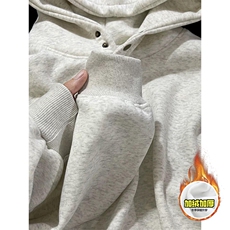 480G重磅加绒硬挺boxy男女秋冬美式高街结构古铜两粒扣卫衣厚外套，女装短外套，电商A486