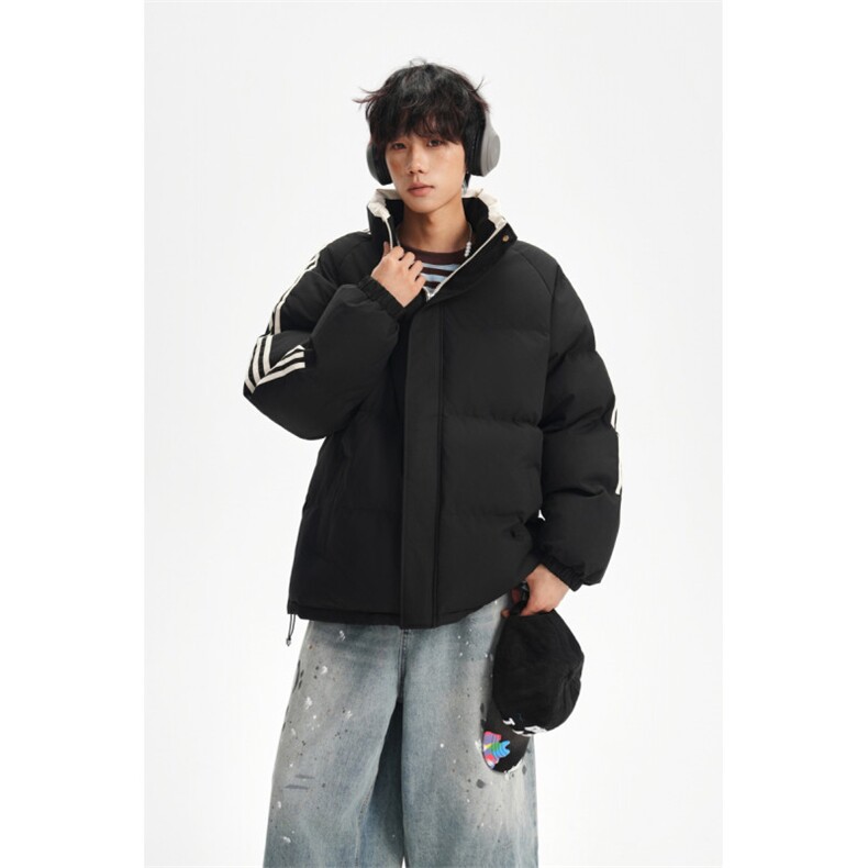 ！冬季条纹五防立领加绒加厚棉衣情侣撞色棉服外套MY7777-P68,男装棉衣,星座610B-1