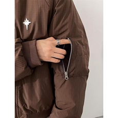 美拉德毛领棉服男冬季复古短款棉衣加厚夹棉外套，男装棉衣，星座716-3