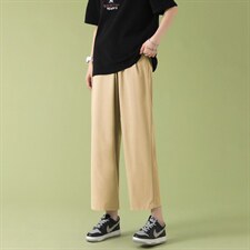 夏季新款中性直筒宽松九分裤潮流冰爽休闲裤2023年2025-特批20，女装休闲裤，星座718-1