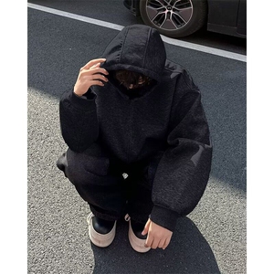 廓形连帽开衫卫衣外套男春季2025美式宽松休闲慵懒拉链WB377-P55图片