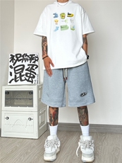 2026夏季高街美式潮牌贴标复古短裤抽绳DK997-P45-控78，男装牛仔裤，电商A021