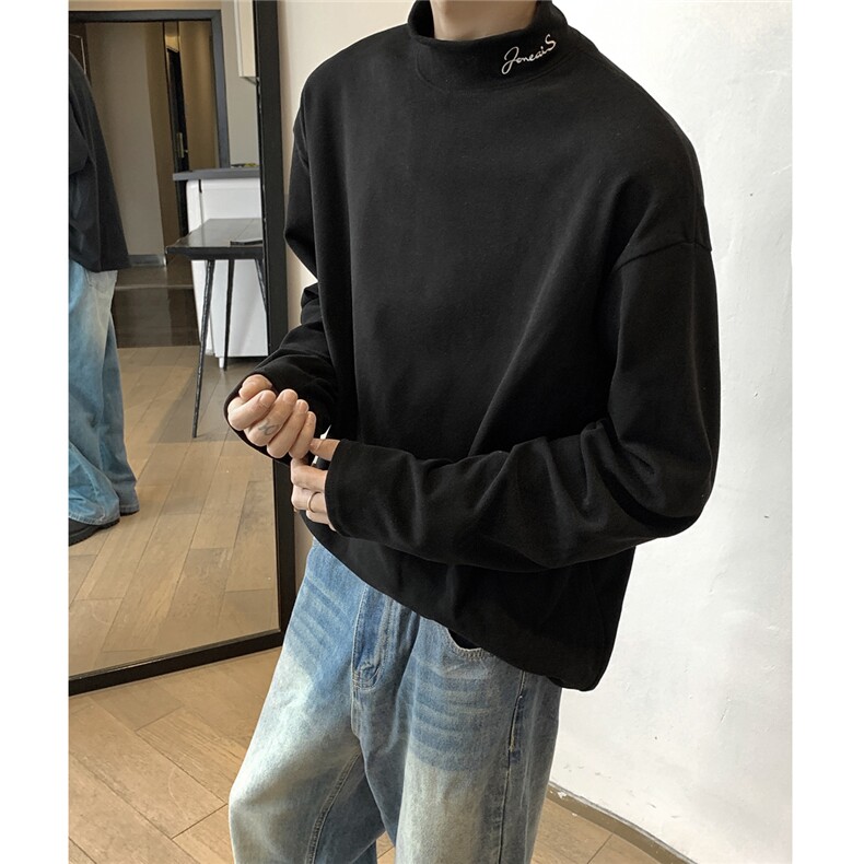 冬季德绒打底衫半高领加厚秋季绣花内搭长袖T恤卫衣男女S356-P25,男装T恤,电商A233-1