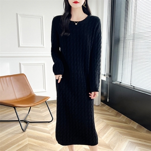 女士秋冬柔软贴肤羊毛连衣裙羊毛图片