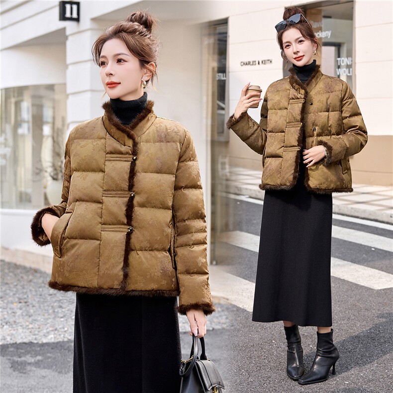 新中式G风羽绒服女2025冬新款今年流行水貂毛短款外套图片