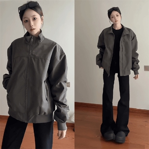 26春装新款美拉德立领飞行夹克boxy廓形休闲百搭外套上衣 JK6500图片