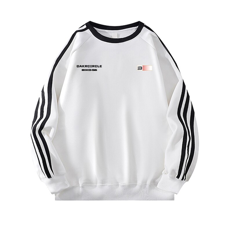 抖音得物品质支持退换480克宽松全棉加绒三条杠印花卫衣A0505,男装卫衣,电商A443