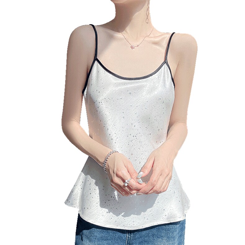 设计感吊带背心女2025夏季显瘦可外穿时尚上衣美背肌理感缎面内搭,女装背心吊带,圣丽羊绒