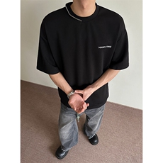 黑色五分运动短裤男款夏季外穿毛圈重磅纯棉裤子美式不过膝四分裤，男装T恤，电商A003